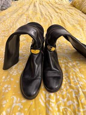 Michael Kors Arley Black Leather Stretch Knee High Riding Boots Size 9M